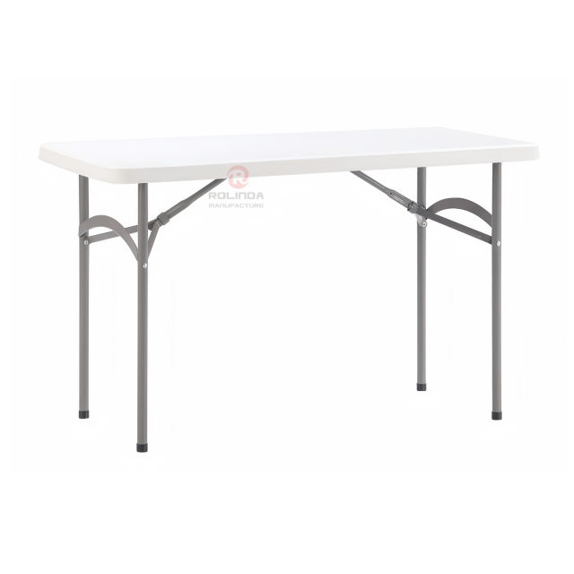 Modern courtyard garden party banquet thick HDPE plastic panel coated steel pipe support 4Ft HDPE folding table