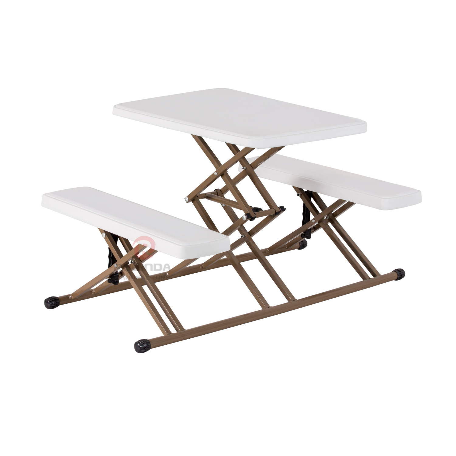 White outdoor portable HDPE plastic panel dining folding tables and chairs