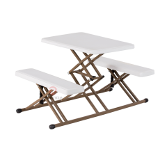 White outdoor portable HDPE plastic panel dining folding tables and chairs