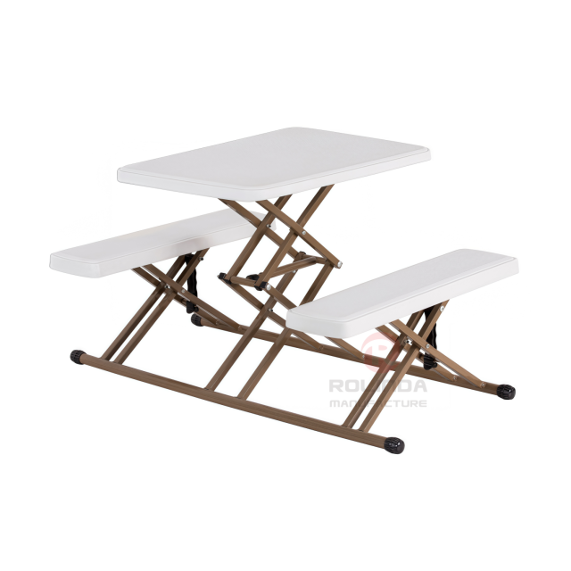 White outdoor portable HDPE plastic panel dining folding tables and chairs