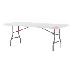 200cm rectangular table for wedding event, HDPE plastic panel coated steel pipe support, HDPE folding table