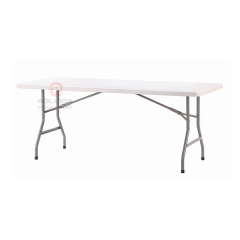 200cm rectangular table for wedding event, HDPE plastic panel coated steel pipe support, HDPE folding table