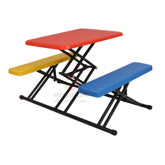 White outdoor portable HDPE plastic panel dining folding tables and chairs