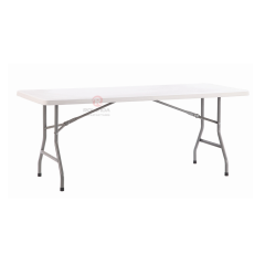 200cm rectangular table for wedding event, HDPE plastic panel coated steel pipe support, HDPE folding table