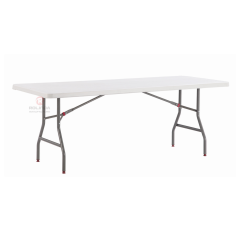 200cm rectangular table for wedding event, HDPE plastic panel coated steel pipe support, HDPE folding table