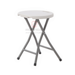 Modern bedroom outdoor coated metal frame and HDPE plastic panel portable round HDPE folding stool