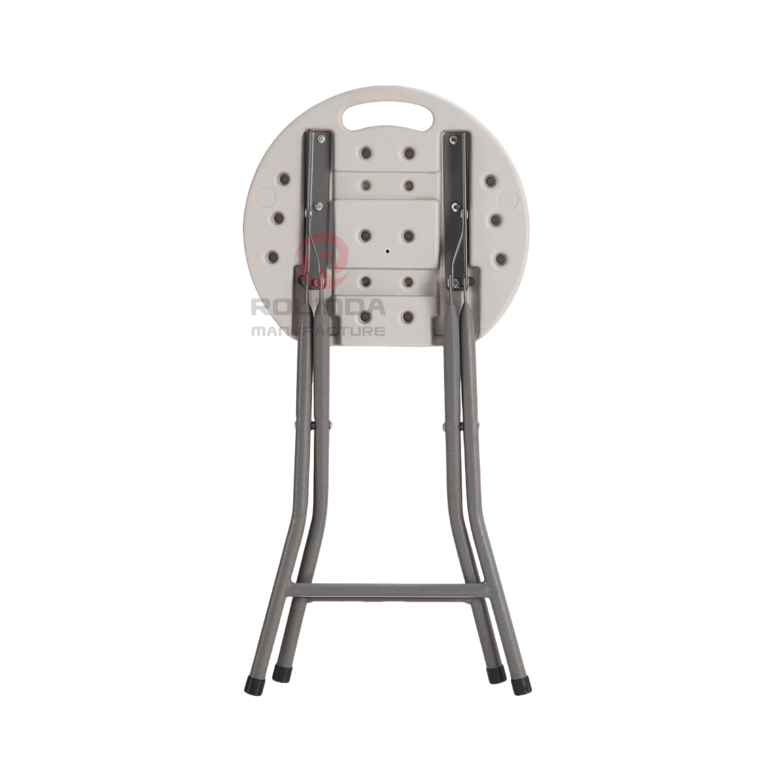 Modern bedroom outdoor coated metal frame and HDPE plastic panel portable round HDPE folding stool