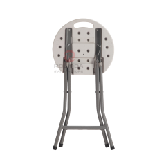 Modern bedroom outdoor coated metal frame and HDPE plastic panel portable round HDPE folding stool