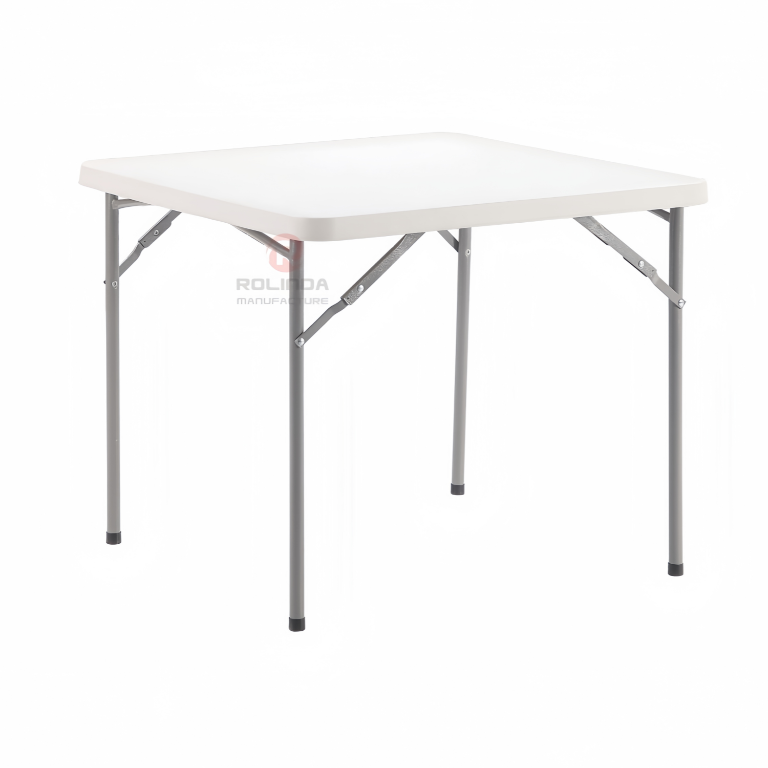 Outdoor terrace with indoor rectangular HDPE plastic panel coated metal support for HDPE folding table