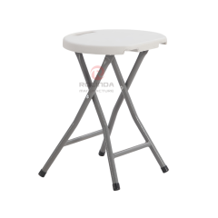 Modern bedroom outdoor coated metal frame and HDPE plastic panel portable round HDPE folding stool