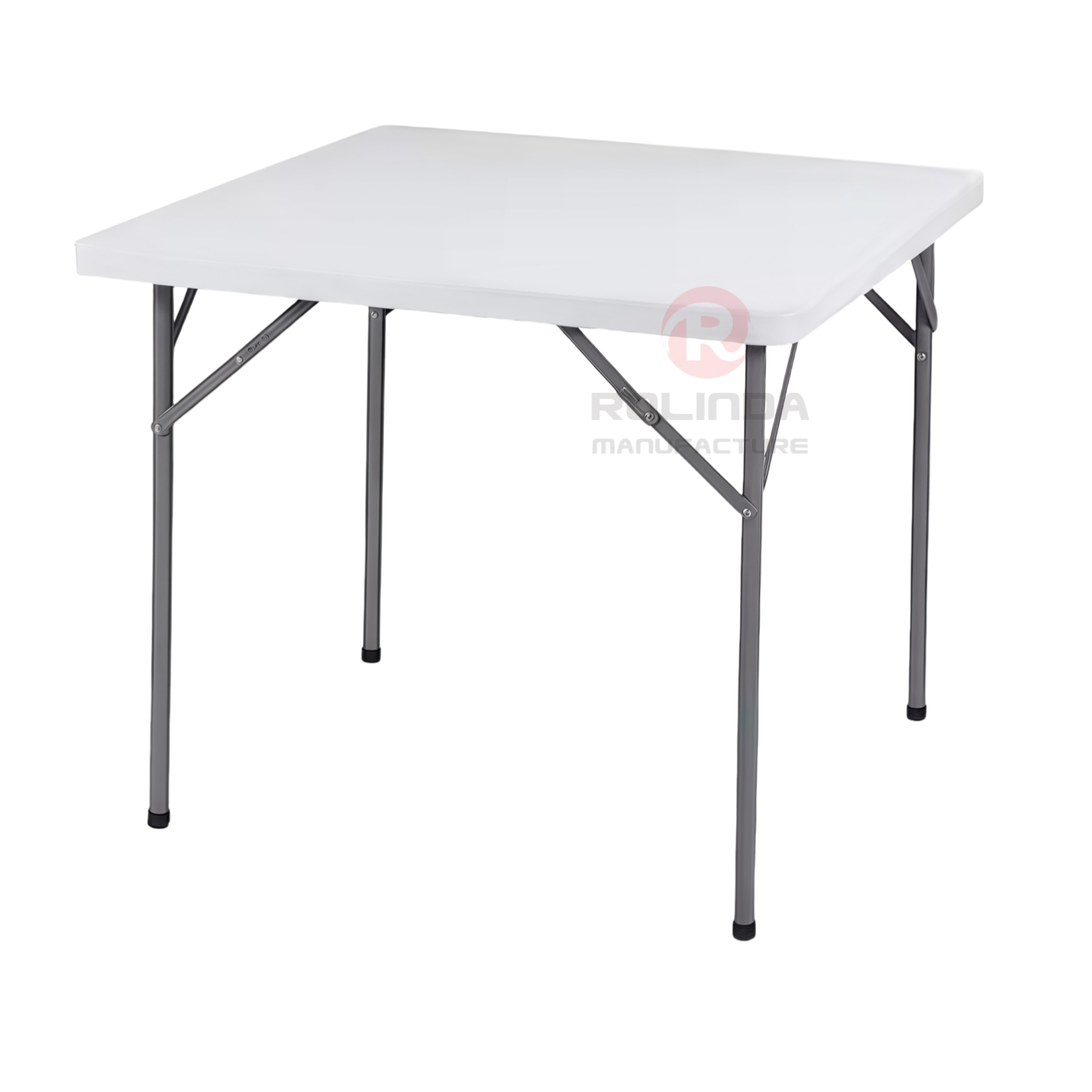 Outdoor terrace with indoor rectangular HDPE plastic panel coated metal support for HDPE folding table