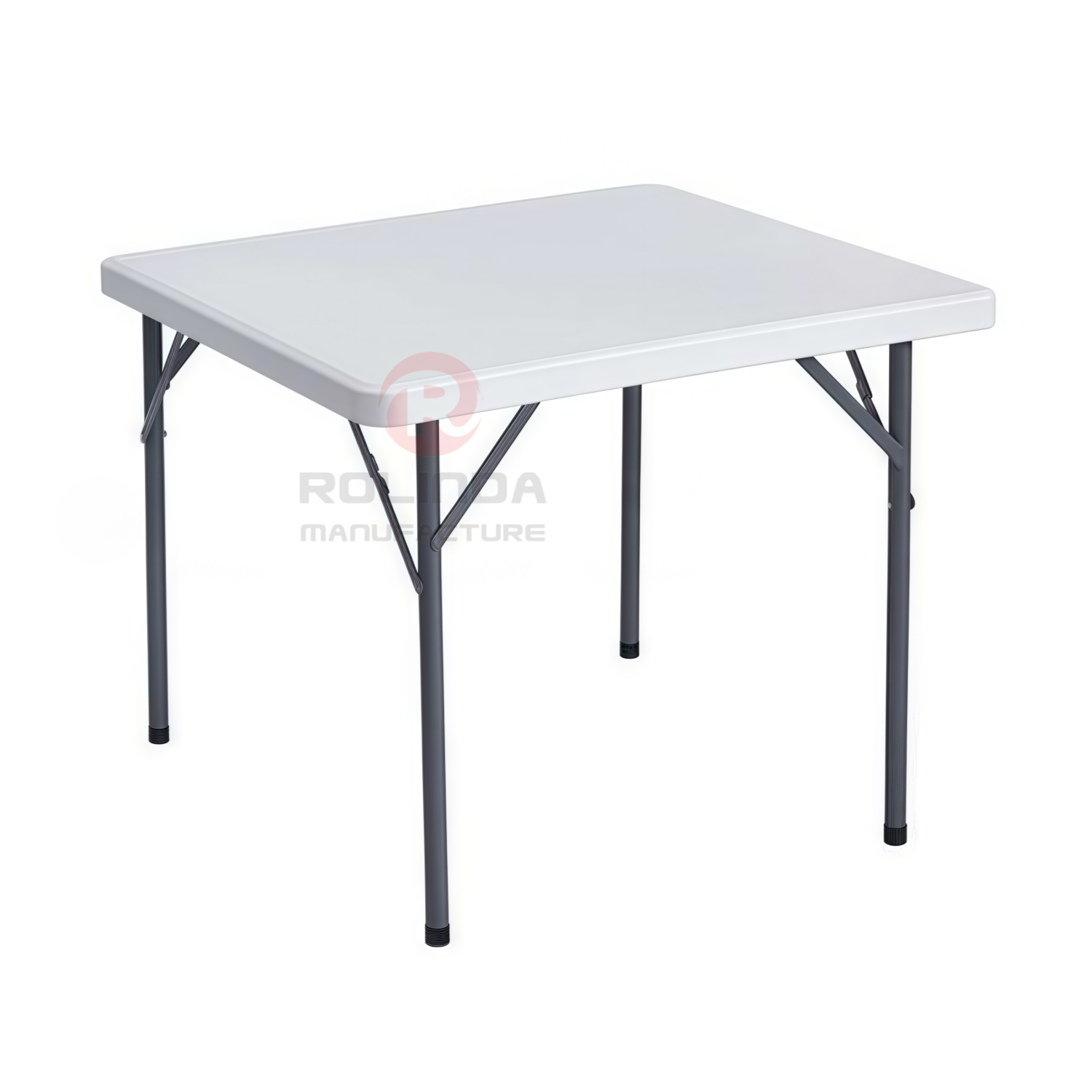 Outdoor terrace with indoor rectangular HDPE plastic panel coated metal support for HDPE folding table