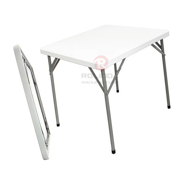 Modern white balcony garden with square HDPE plastic panels coated with metal supports HDPE folding table