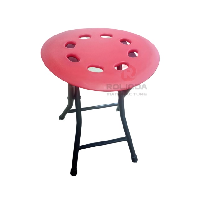 Colorful modern bedroom outdoor perforated HDPE plastic panel portable small round HDPE folding stool