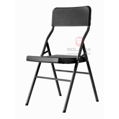 Terrace camping woven pattern coated steel frame plastic thick panel HDPE folding chair