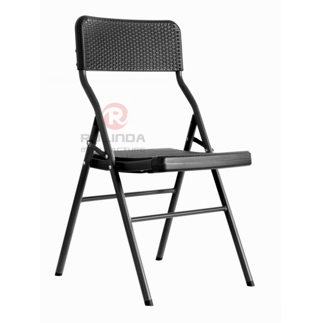 Terrace camping woven pattern coated steel frame plastic thick panel HDPE folding chair