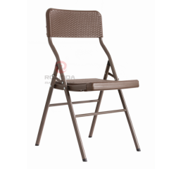 Terrace camping woven pattern coated steel frame plastic thick panel HDPE folding chair