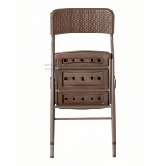 Terrace camping woven pattern coated steel frame plastic thick panel HDPE folding chair