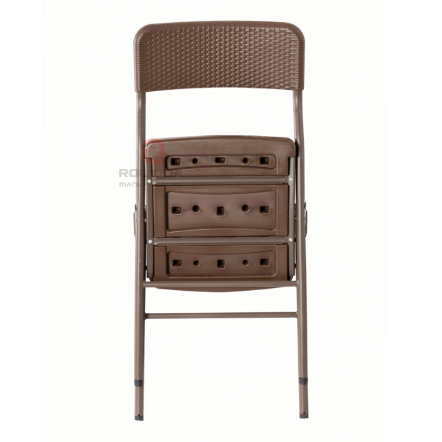 Terrace camping woven pattern coated steel frame plastic thick panel HDPE folding chair