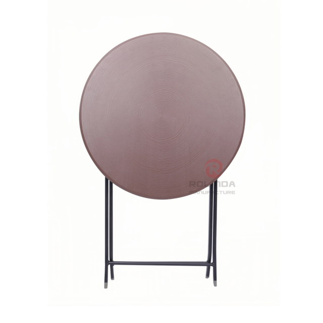 Wood-like balcony café outdoor terrace waterproof and rust-proof HDPE folding round table