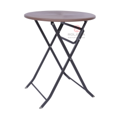 Wood-like balcony café outdoor terrace waterproof and rust-proof HDPE folding round table