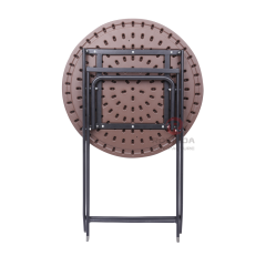 Wood-like balcony café outdoor terrace waterproof and rust-proof HDPE folding round table