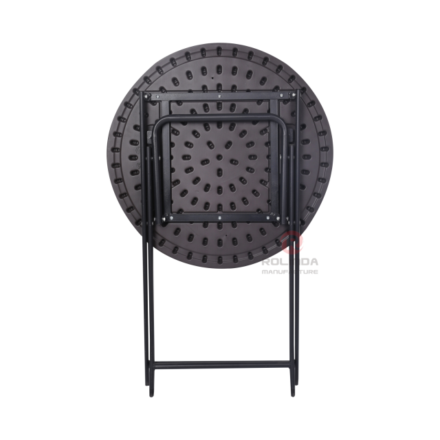 Wood-like balcony café outdoor terrace waterproof and rust-proof HDPE folding round table