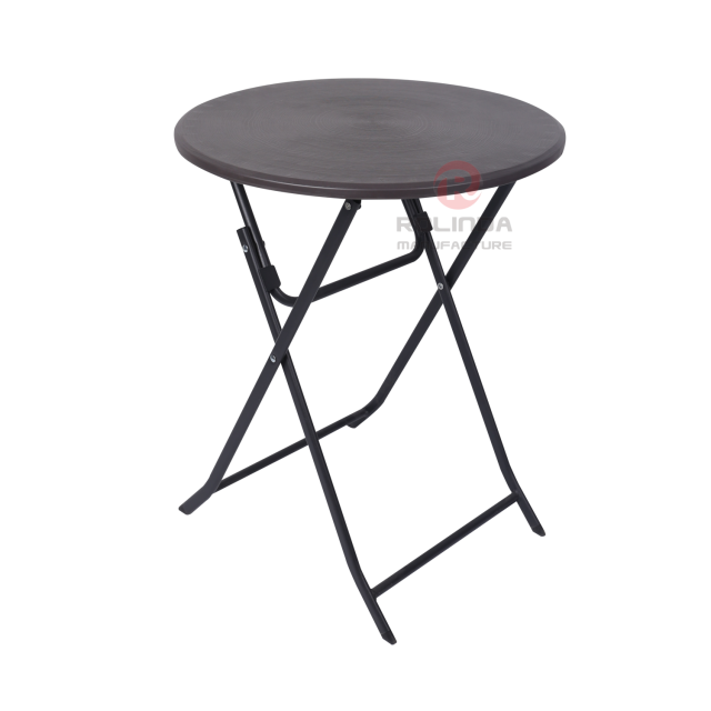 Wood-like balcony café outdoor terrace waterproof and rust-proof HDPE folding round table