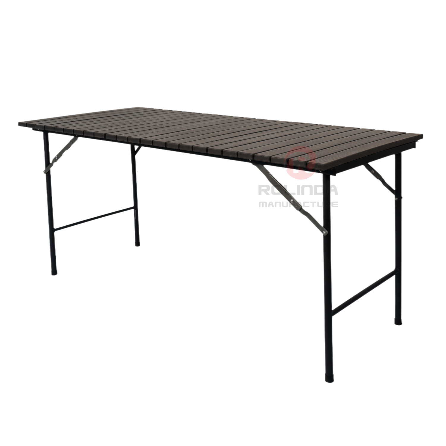 153cm rectangular balcony with wood-like HDPE plastic panels, rust-proof steel frame, and HDPE folding table
