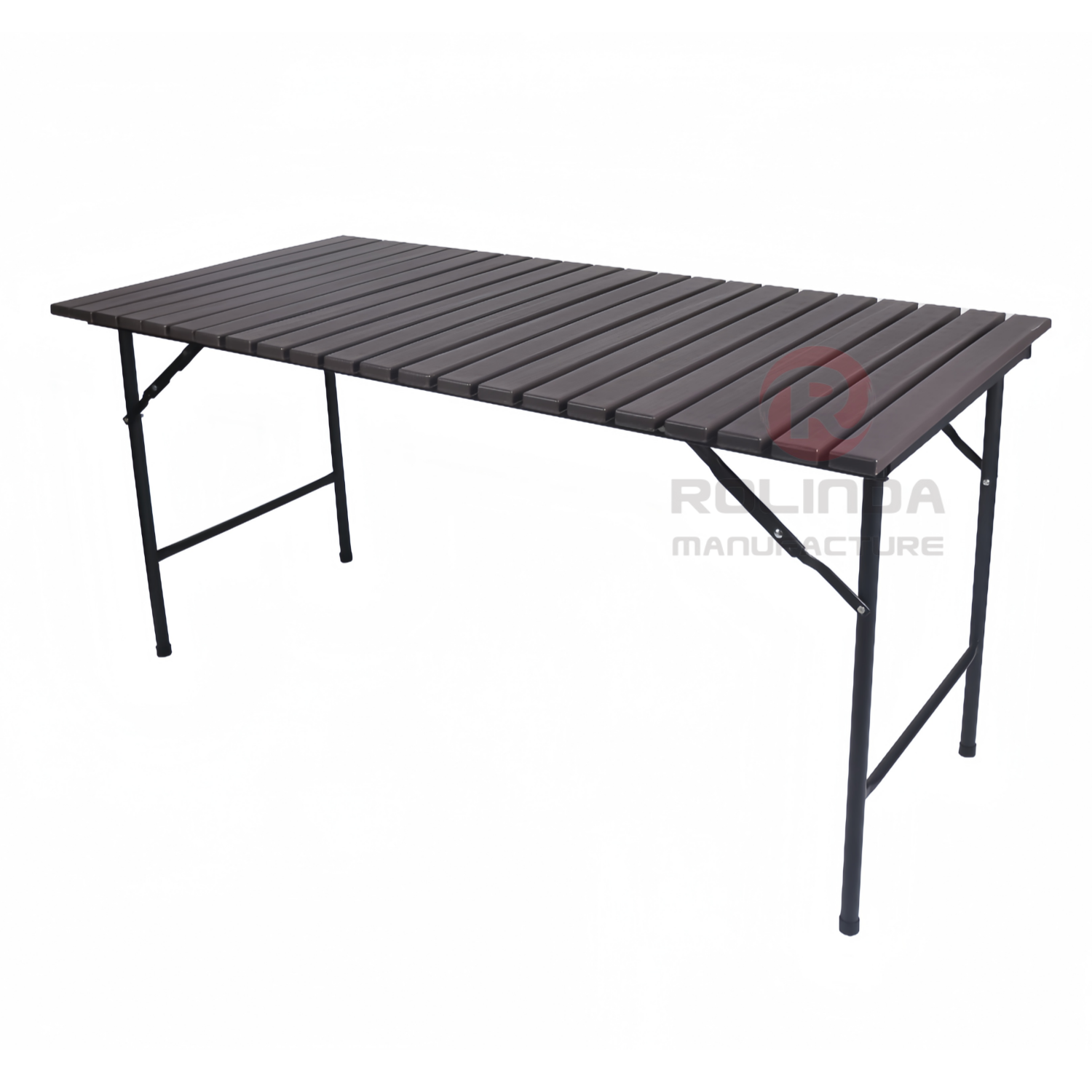 153cm rectangular balcony with wood-like HDPE plastic panels, rust-proof steel frame, and HDPE folding table