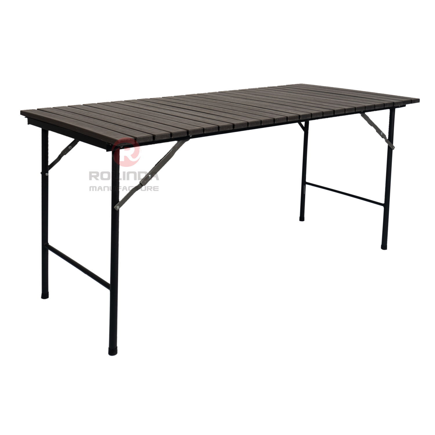 153cm rectangular balcony with wood-like HDPE plastic panels, rust-proof steel frame, and HDPE folding table
