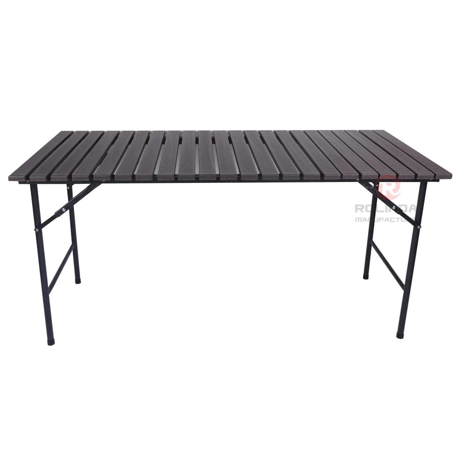 153cm rectangular balcony with wood-like HDPE plastic panels, rust-proof steel frame, and HDPE folding table
