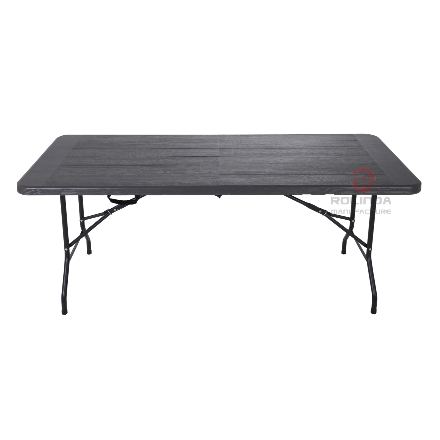 Outdoor deck camping waterproof and rust-proof 6ft HDPE panel steel frame structure imitation Faux Wood folding table