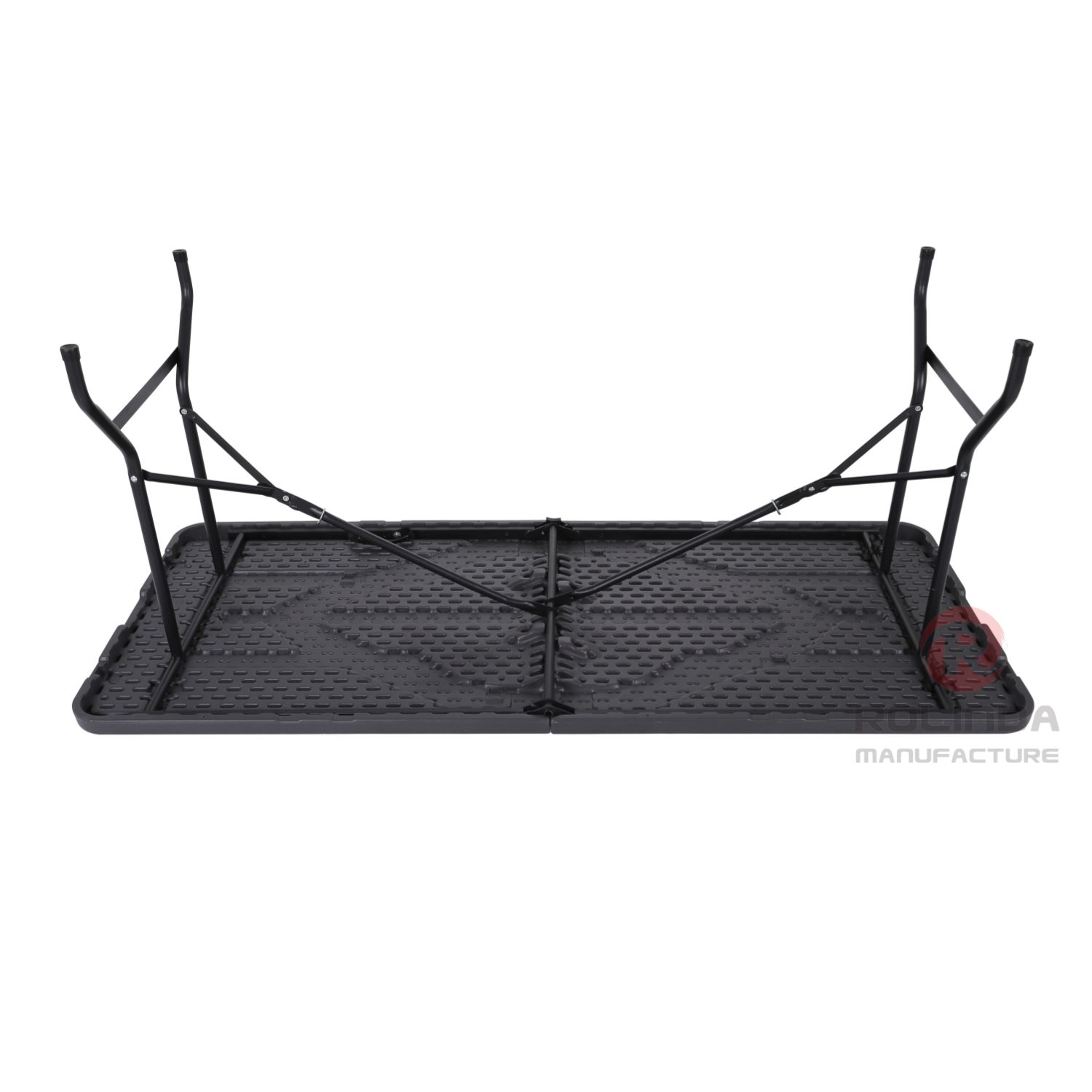 Outdoor deck camping waterproof and rust-proof 6ft HDPE panel steel frame structure imitation Faux Wood folding table