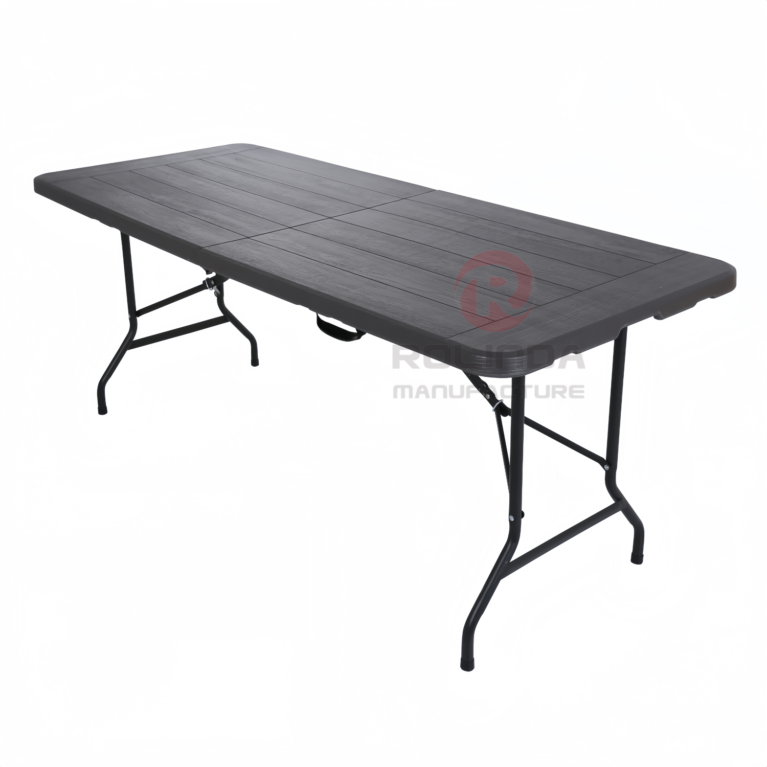 Outdoor deck camping waterproof and rust-proof 6ft HDPE panel steel frame structure imitation Faux Wood folding table