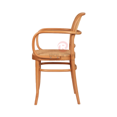 Wood color Tavern wedding banquet fan-shaped rattan backrest solid wood chair