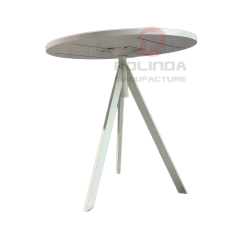 Wholesale Party Gathering Table with 70 Cm Round Wooden Tabletop Metal Legs Suitable for Saving Space Ideal for Cocktail Table