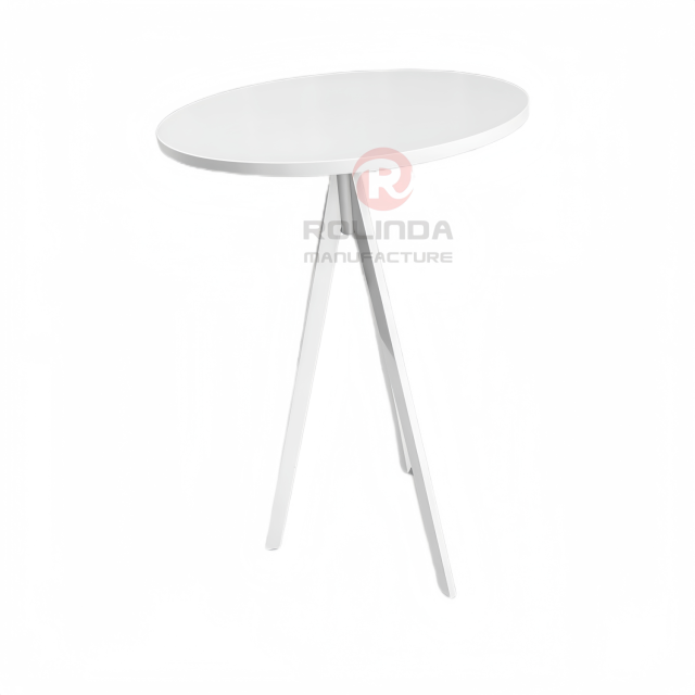 Wholesale Party Event 110-Centimeter-Tall Brown Round Dining Table Black Metal Table Legs and Supporting Structure Cocktail Table.