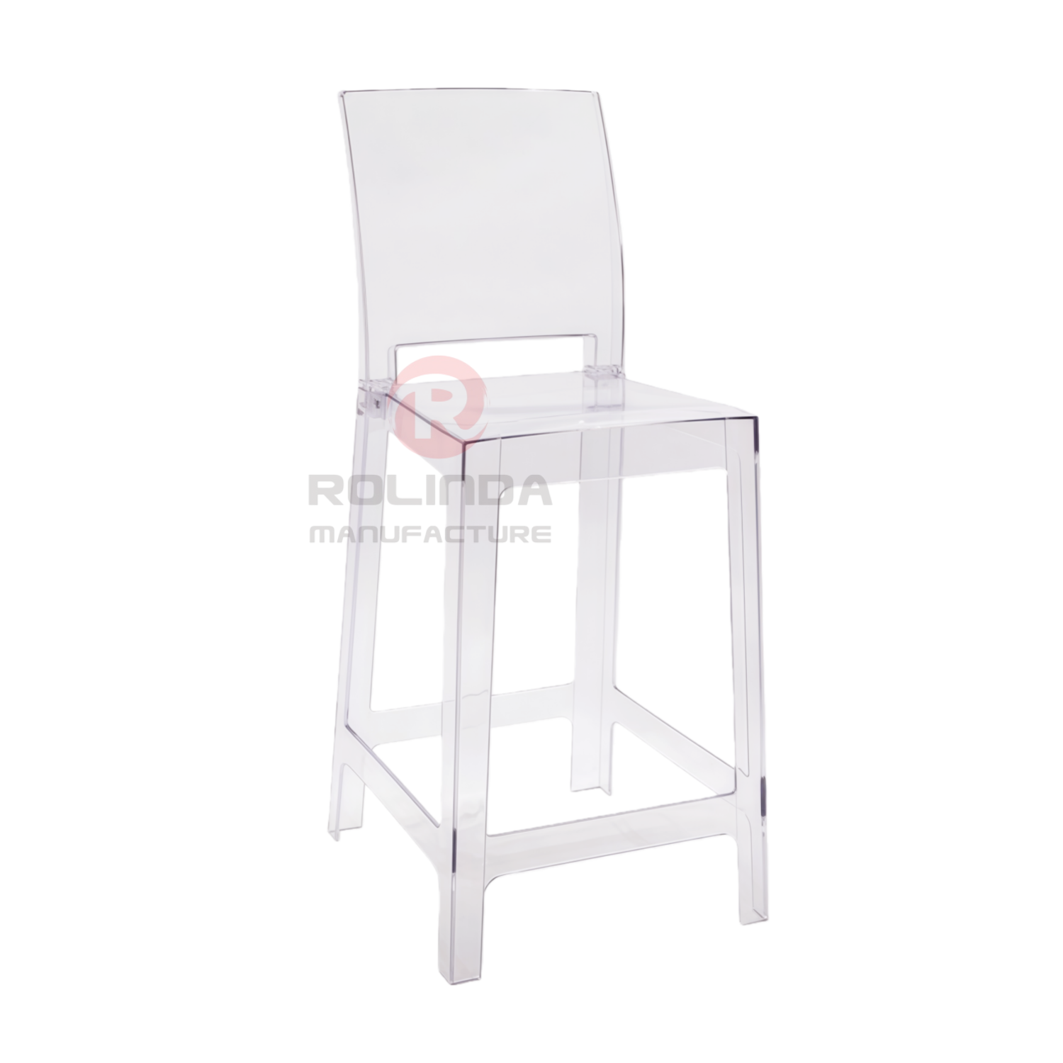 Best-Selling High-Quality Transparent Ghost Chair, PC Rectangular High-Back Resin Chair