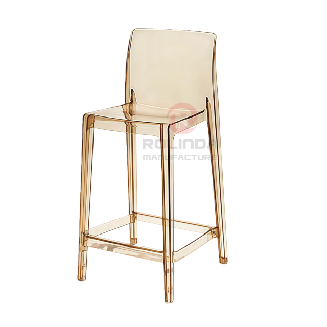 High-Quality Transparent Acrylic Nordic-Inspired Creative Bar Cafe Rectangular Back Resin Ghost Chair