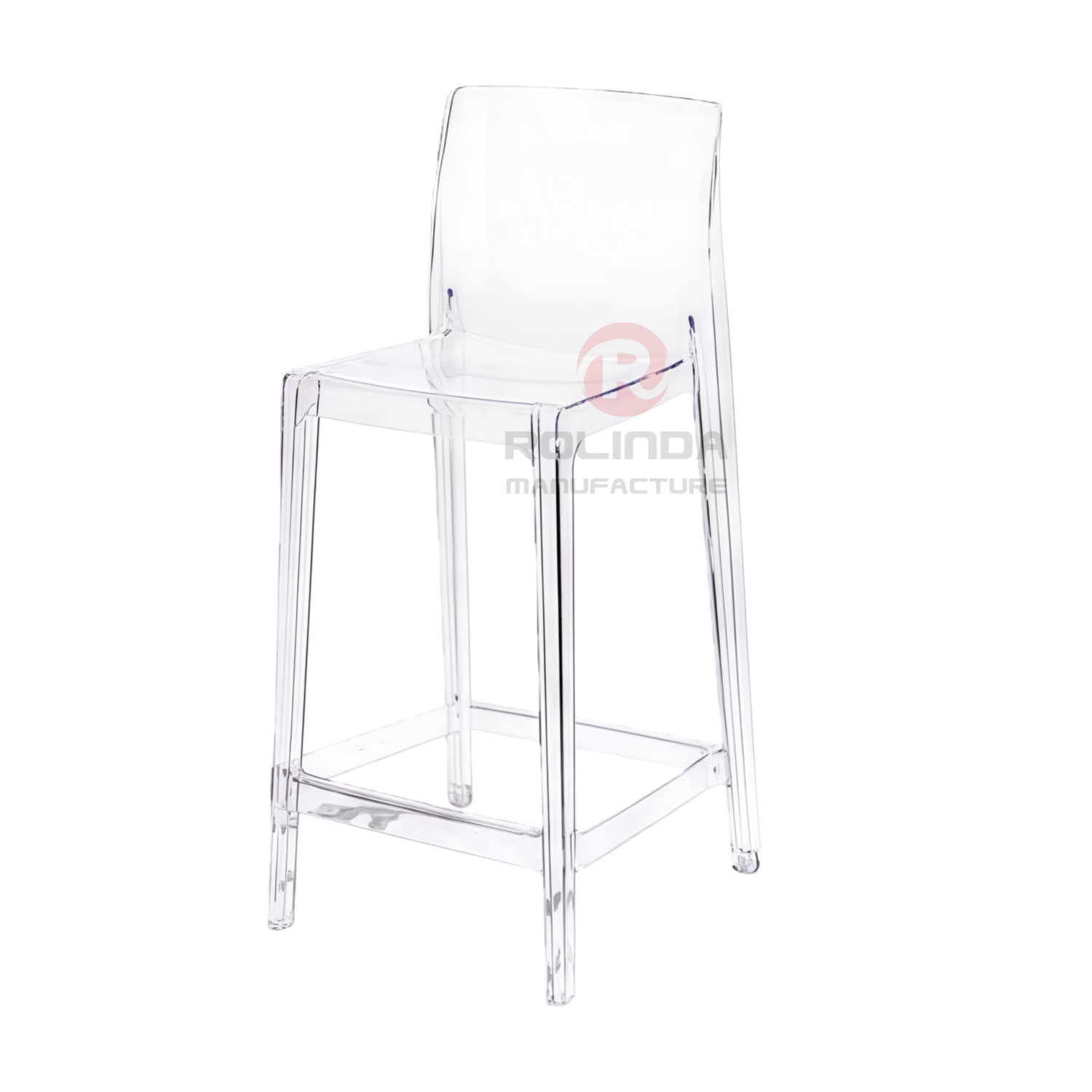 High-Quality Transparent Acrylic Nordic-Inspired Creative Bar Cafe Rectangular Back Resin Ghost Chair