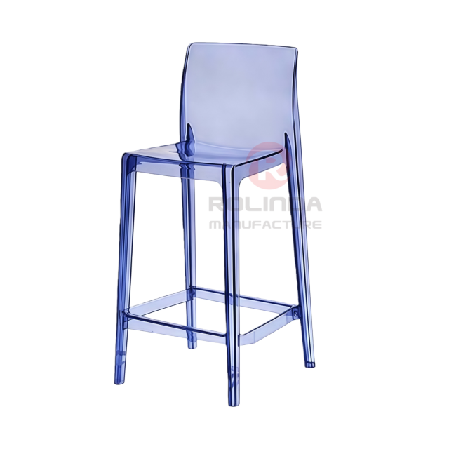 High-Quality Transparent Acrylic Nordic-Inspired Creative Bar Cafe Rectangular Back Resin Ghost Chair
