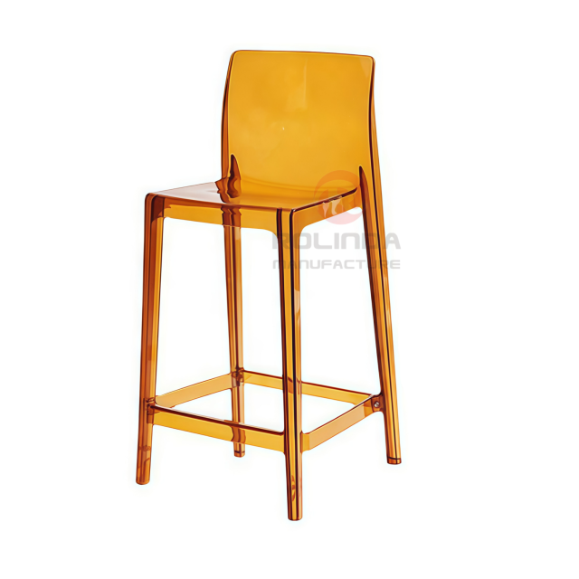 High-Quality Transparent Acrylic Nordic-Inspired Creative Bar Cafe Rectangular Back Resin Ghost Chair