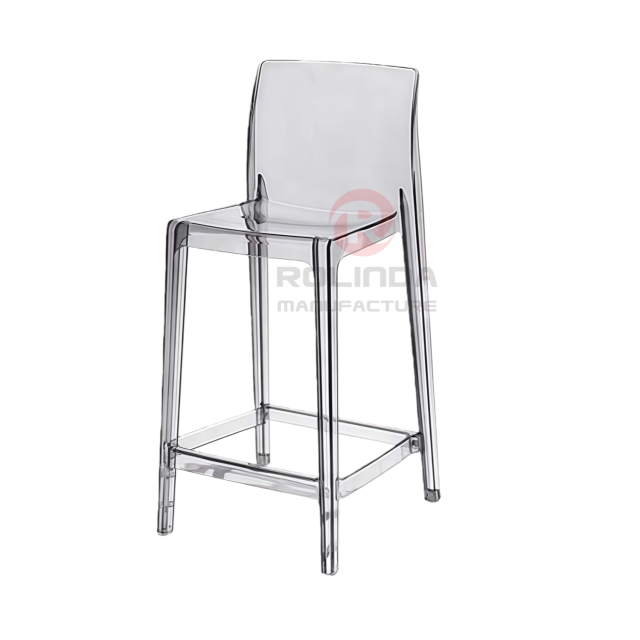 High-Quality Transparent Acrylic Nordic-Inspired Creative Bar Cafe Rectangular Back Resin Ghost Chair
