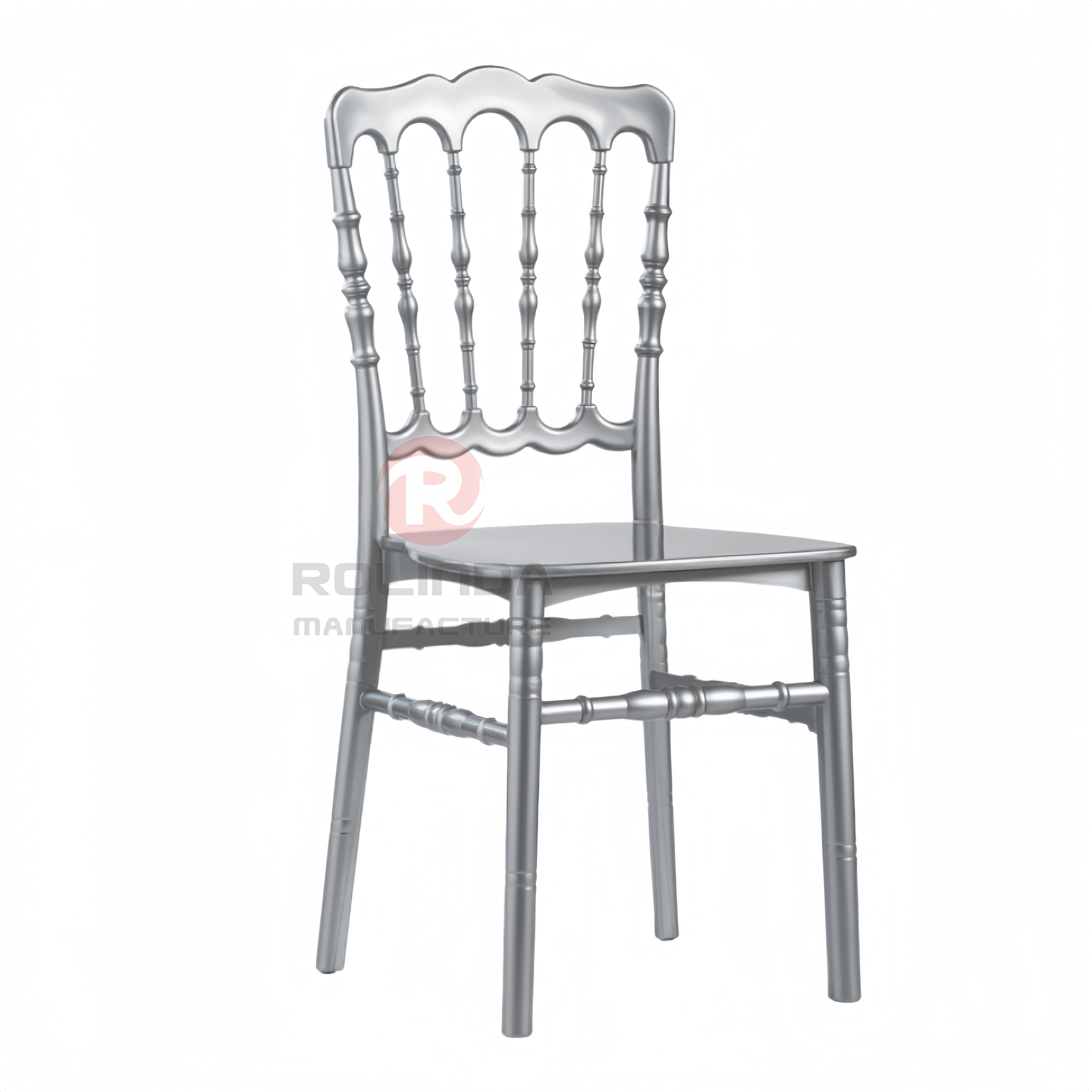 Silver black stackable French vintage wood Napoleon chair