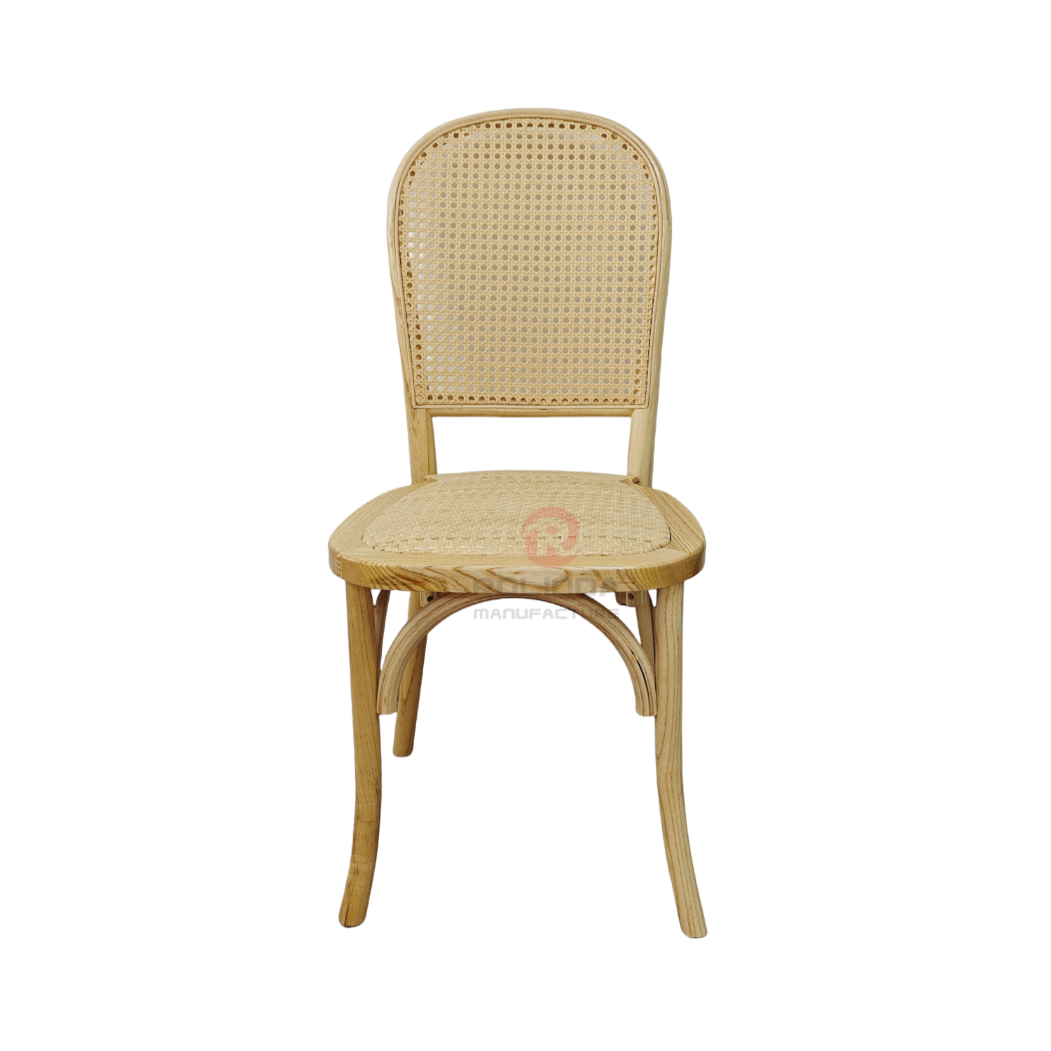 French Bistro Dining Chair with Natural Rattan Back & Seat | Thonet Style Solid Wood Event Chair