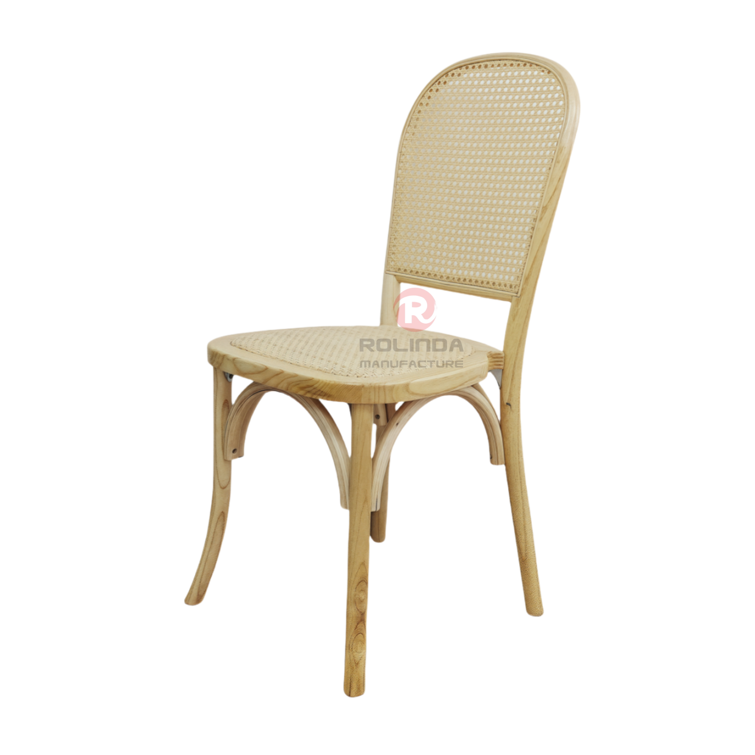 French Bistro Dining Chair with Natural Rattan Back & Seat | Thonet Style Solid Wood Event Chair