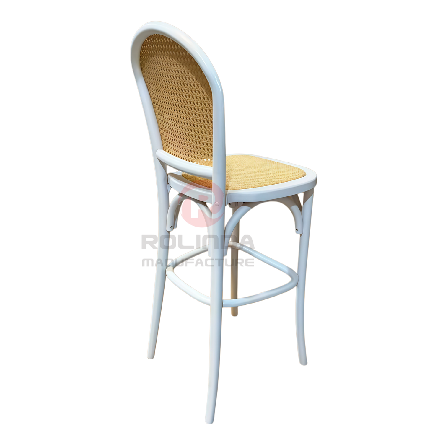 French Bistro White Bentwood Barstool with Cane Back & Seat | Wholesale Counter Stool