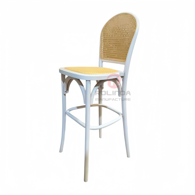 French Bistro White Bentwood Barstool with Cane Back & Seat | Wholesale Counter Stool