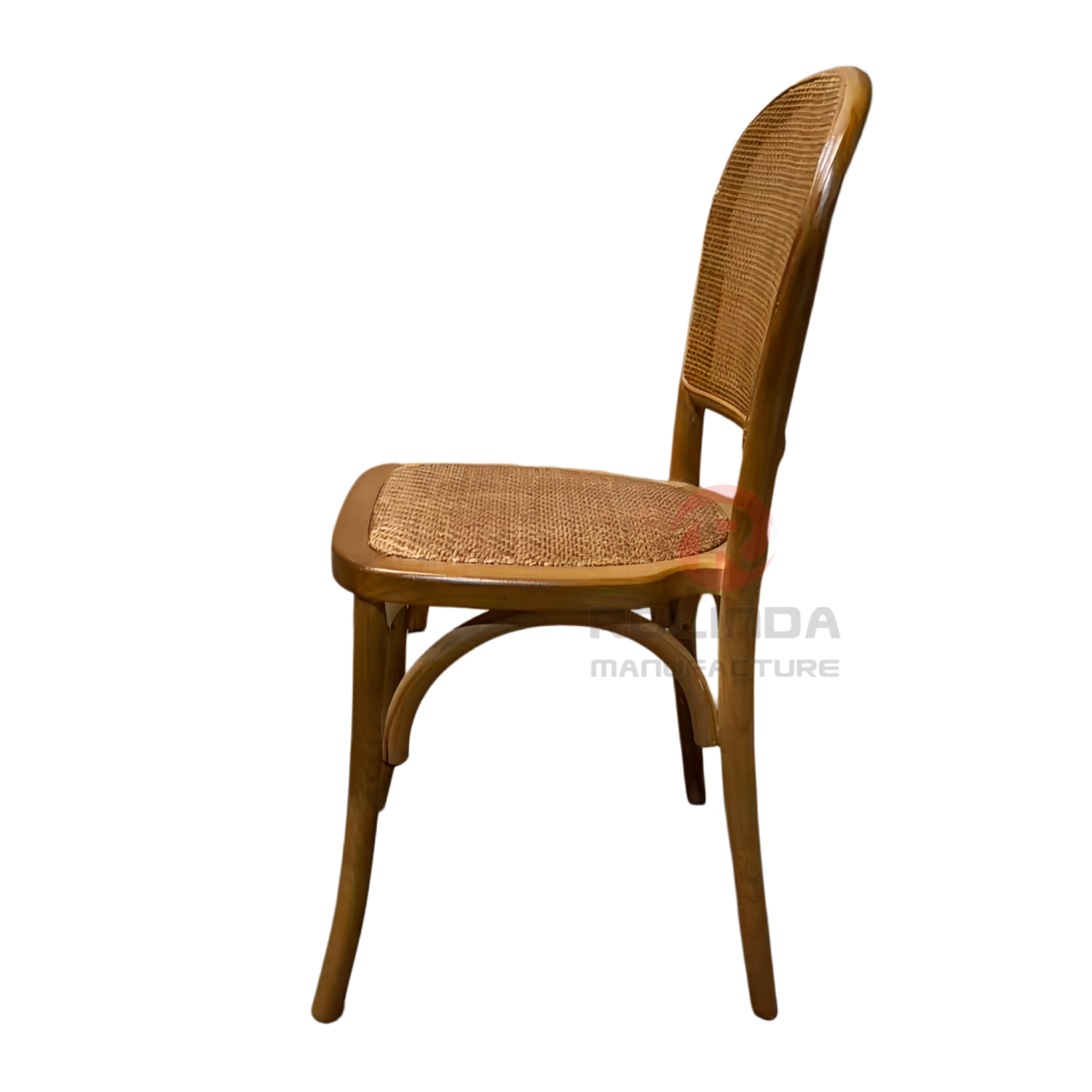 French Bistro Round-Back Bentwood Chair with Natural Rattan Seat | Wholesale Vintage Dining Chair